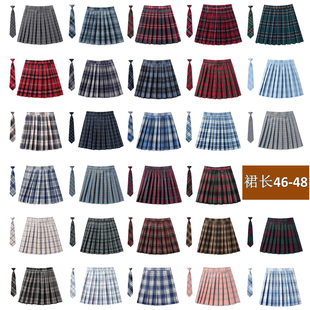 48CM裙长现货工厂百褶春秋班校服制服英伦学院半身格子女短半身裙