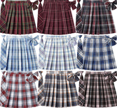 新款 内衬防走光高腰格子裙百褶裙百折半身短裙 百搭JK制服带安全裤