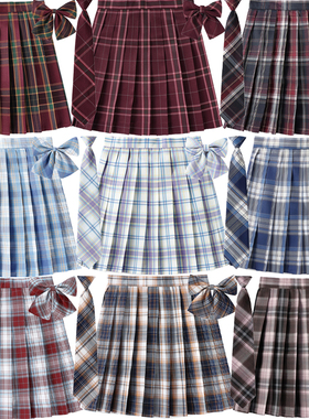 新款百搭JK制服带安全裤内衬防走光高腰格子裙百褶裙百折半身短裙