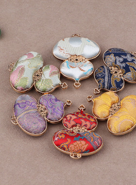 新品非遗宋锦手工汉服饰品配件葫芦双面吊坠挂饰国风diy流苏穗