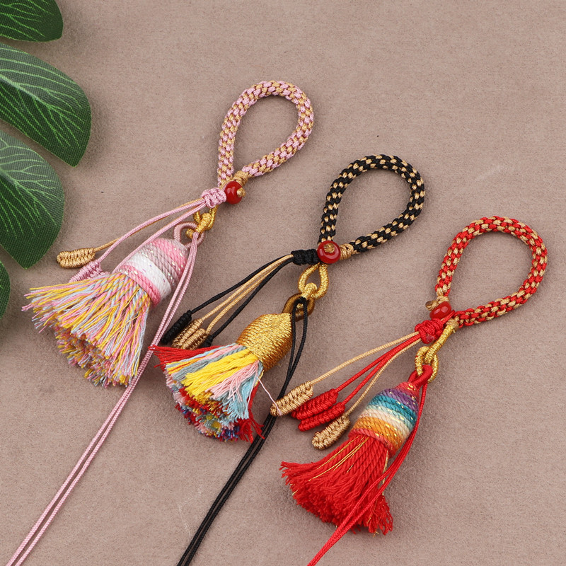 流苏穗吊坠绳编织手搓棉线手把绳