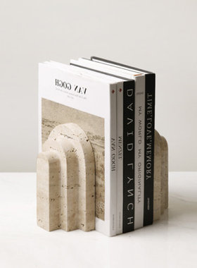 洞石书挡书立ins风格摆件 样板房书房售楼部饰品