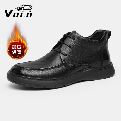 VOLO犀牛高帮牛皮加绒保暖靴子