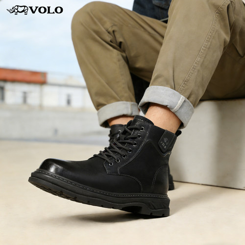 VOLO/犀牛马丁靴复古高帮皮靴