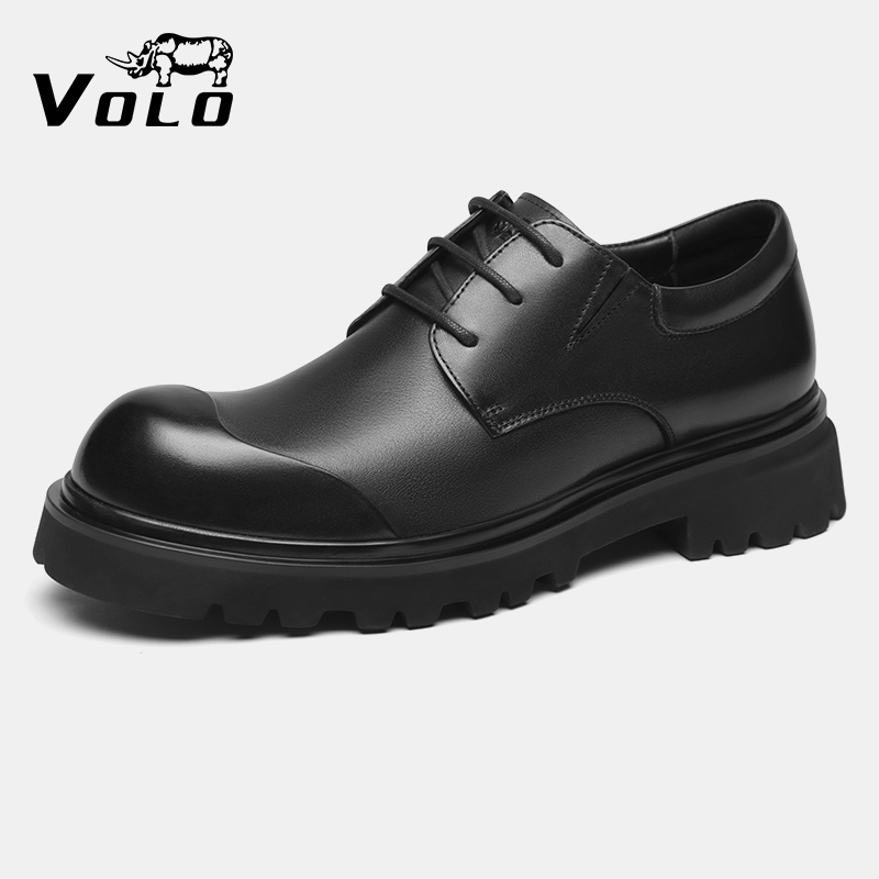 VOLO/犀牛男士皮鞋男正装商务2025新款夏季增高皮鞋真皮大头