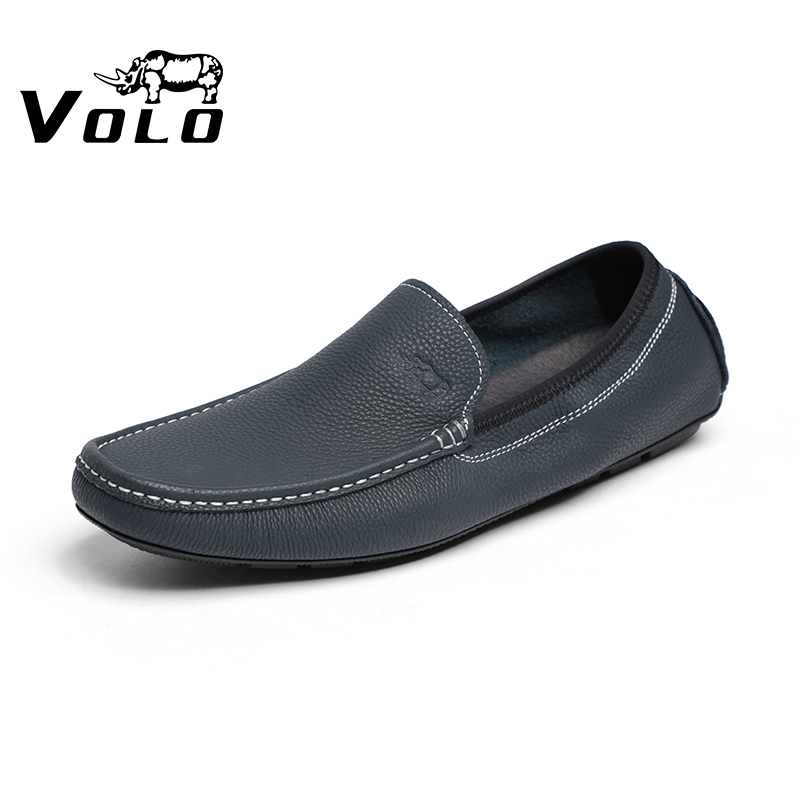 【断码特价】VOLO/犀牛豆豆鞋男款夏季男士透气休闲软底套脚皮鞋