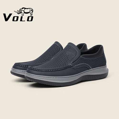 【镂空透气】VOLO犀牛休闲男皮鞋
