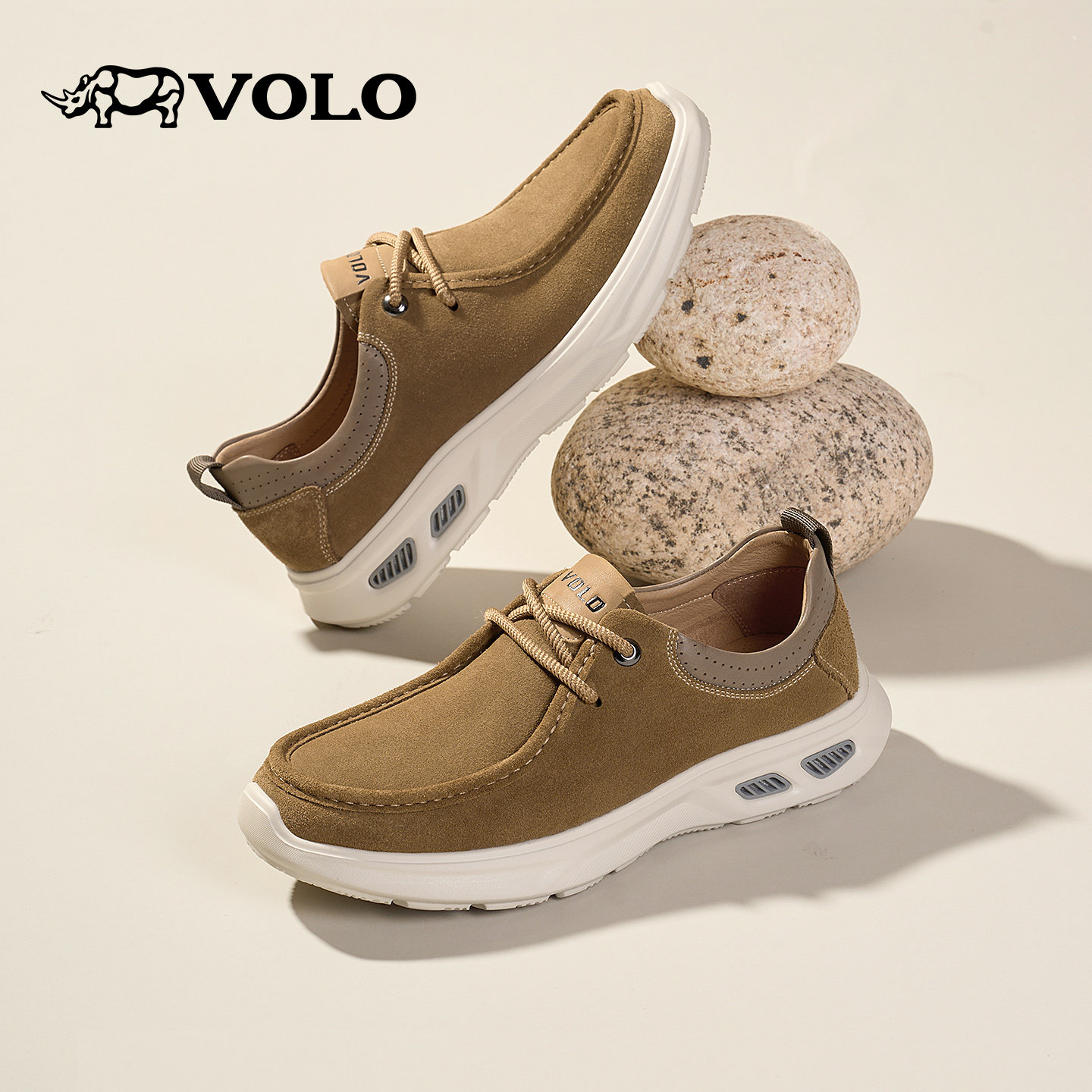 VOLO/犀牛鞋子男款2026新款男士休闲皮鞋真皮反绒皮工装男鞋软底