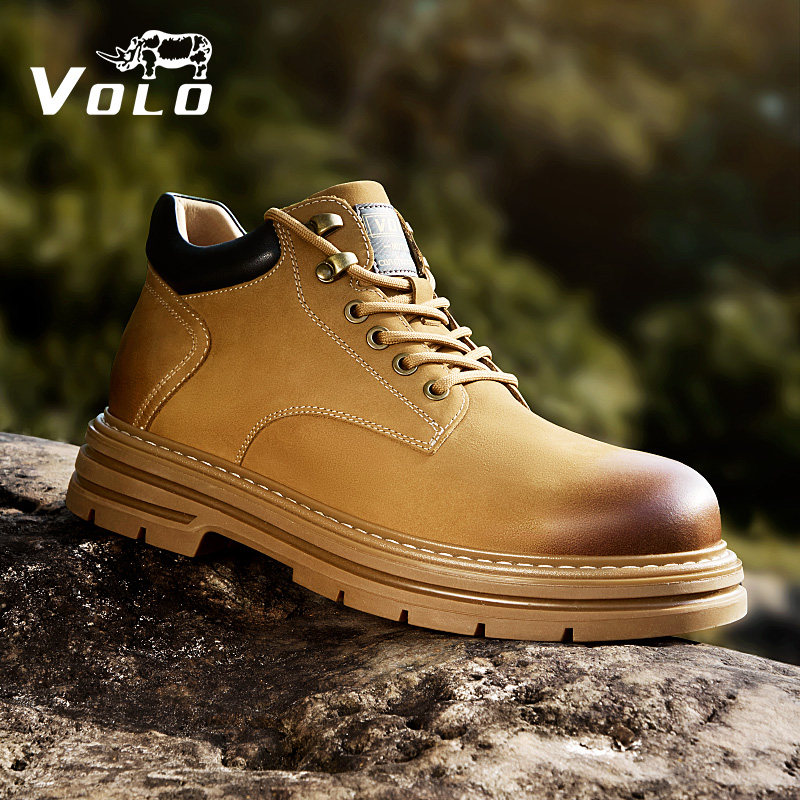 VOLO犀牛马丁靴男款2025秋冬新款男士高帮增高厚底真皮工装户外靴