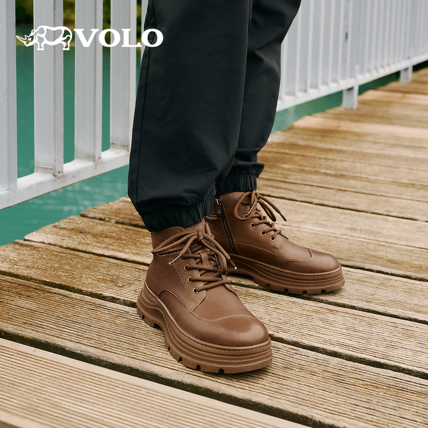 VOLO/犀牛马丁靴男款2025新款秋冬真皮增高厚底男士休闲工装皮靴
