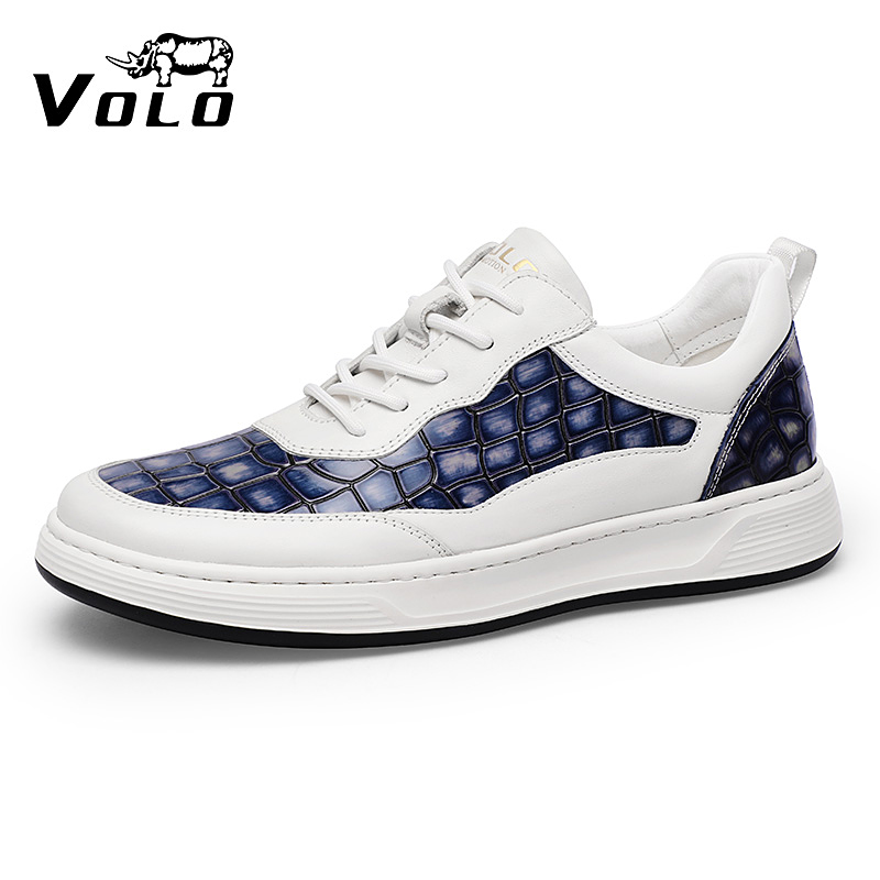 VOLO犀牛宝石蓝真皮小白鞋
