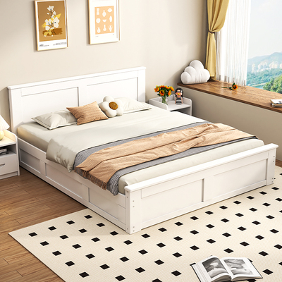 实木床卧室家用简约1.5双人大床原木风1.8米气压储物床单人箱体床