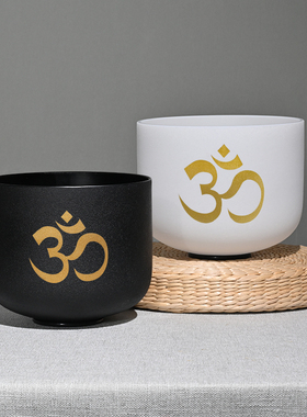 528hz水晶钵瑜伽颂钵欧姆纹 音乐碗七音调乐器瑜伽钵套装 赠棒垫