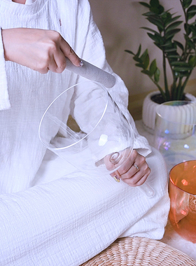 4-7寸手持透明水晶钵音乐碗采耳瑜伽头疗钵乐器包邮送棒手持钵