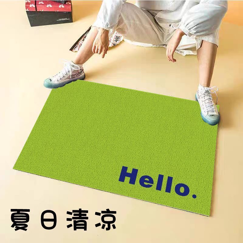 hello文字丝圈入户蹭土垫家用简约防滑地垫门垫门外玄关可裁剪