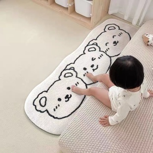 卡通仿羊绒小动物卧室床边保暖地毯飘窗客厅沙发异形可爱毛绒地垫
