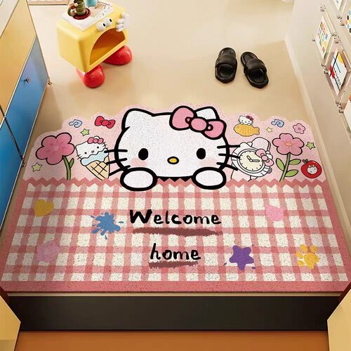 HelloKitty凯蒂猫入户门地垫丝圈进门门口蹭土防滑脚垫子除尘地毯