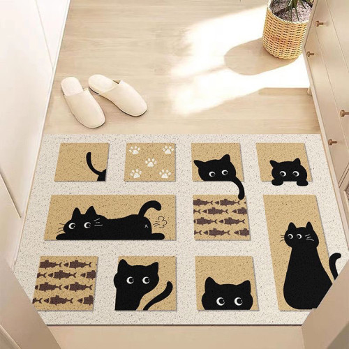 猫咪卡通丝圈地垫家用玄关进门