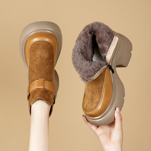 棉鞋女冬季女鞋加绒加厚马丁靴真皮厚底雪地靴女款短靴羊毛女靴子