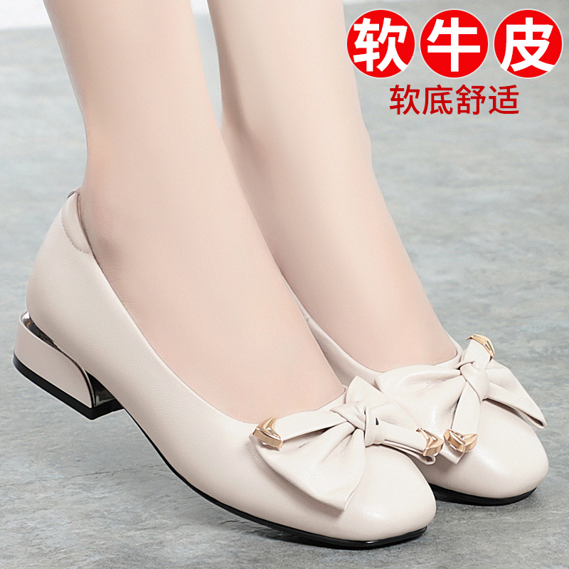真皮舒适中年妈妈鞋子软底单鞋女