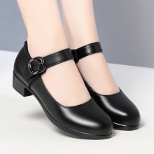 旗袍走秀高跟鞋防水台不累脚跳舞皮鞋t台模特专用鞋真皮粗跟单鞋