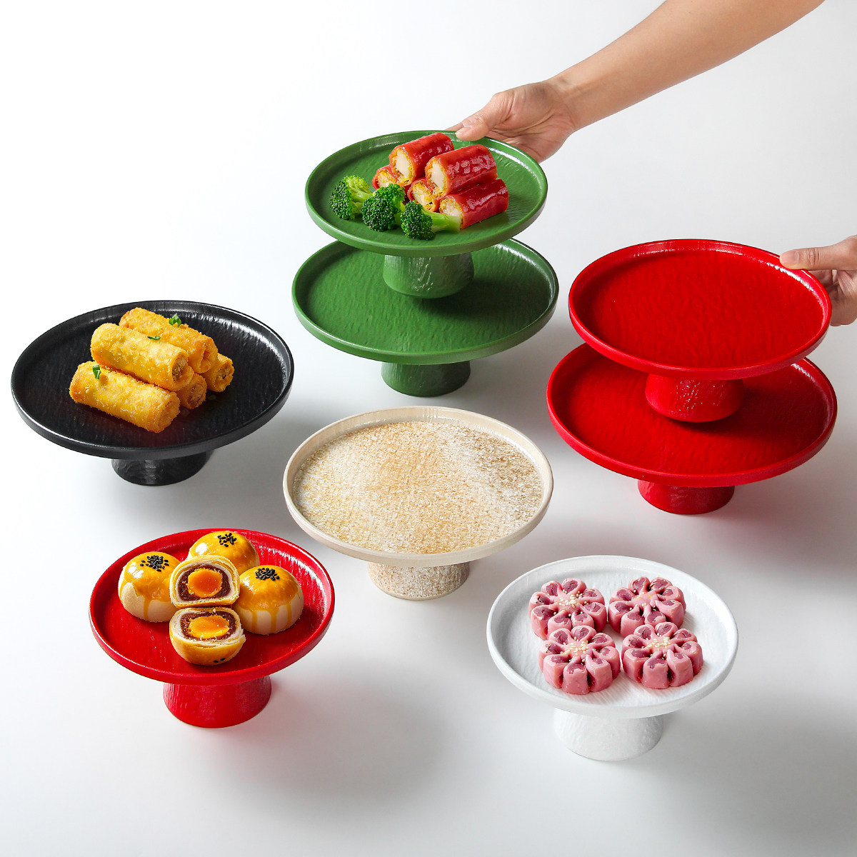 密胺餐具高脚水果甜品甜点凉菜冷菜专用果盘摆盘平盘商用塑料盘子,餐饮具,盘,淘宝优惠券,粉丝福利购,淘宝优惠卷