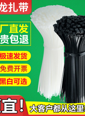 温州扎带工厂批发高强度抗老化自锁式塑料扎线带黑色捆绑束线带
