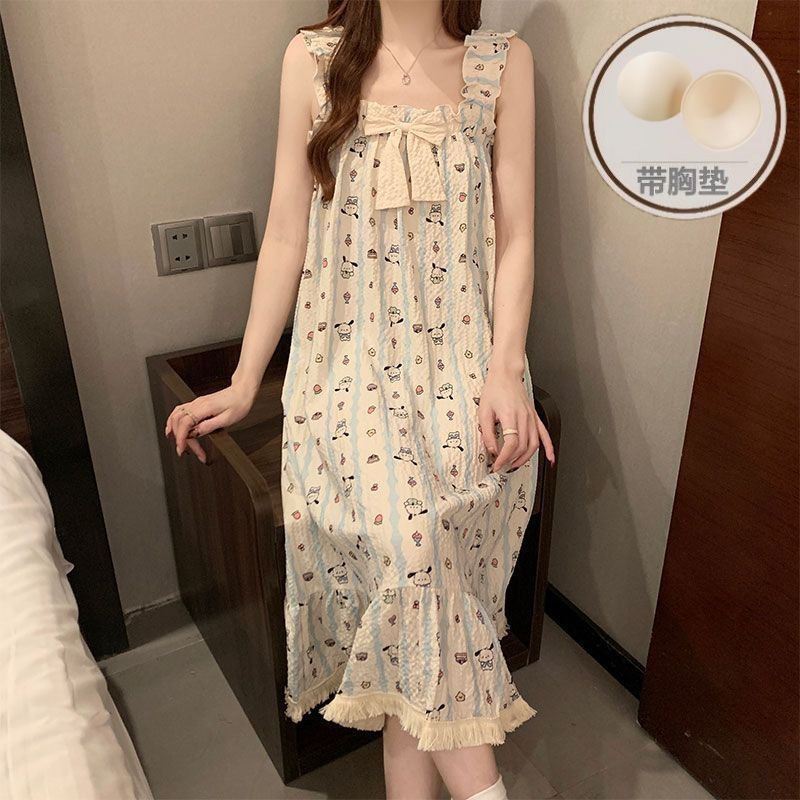 日系帕恰狗卡通可爱吊带睡衣女云睡衣/家居服套装
