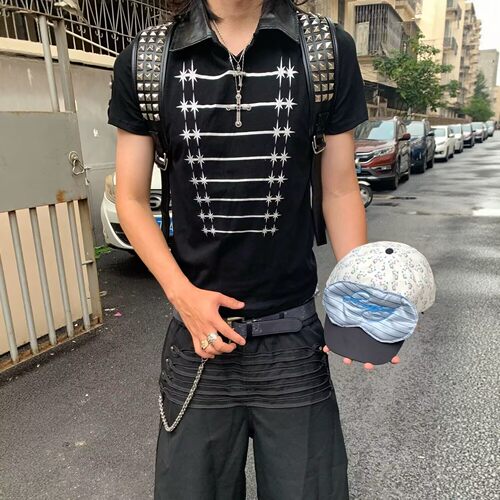 宫廷印花修身正肩显瘦POLO衫男女