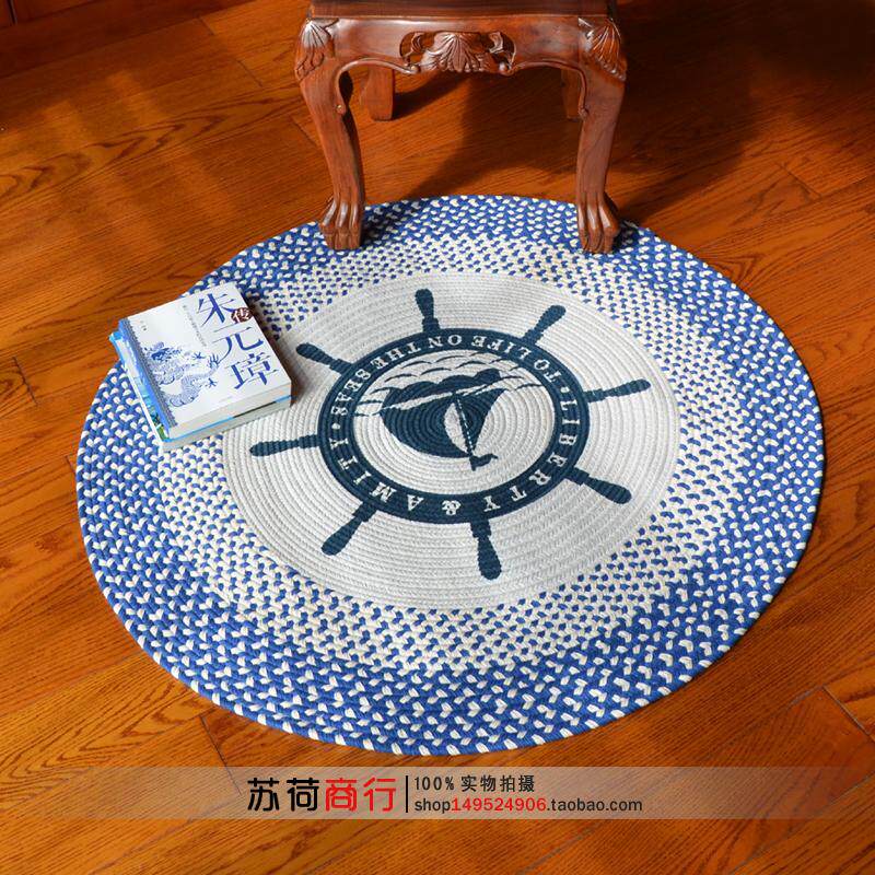 Exit Europe and America Mediterranean Sea Cotton line manual weave circular carpet bedroom a living room tea table Computer chair Matin the Home Fabric , Mat  category - from Buy2taobao.com to provide professional Taobao agent buy service