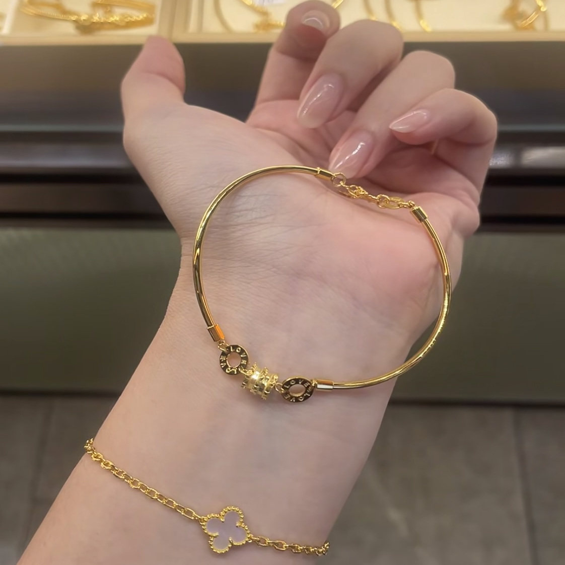 小蛮腰半镯手链女款高级18k仿真黄金轻奢小蛮腰金手镯手环金镯子