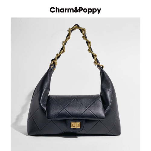 大粗链条腋下菱格包女Hobo包