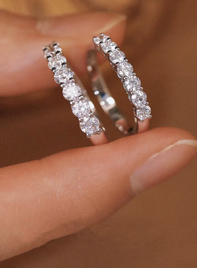 新款Pt950铂金培育钻石七公主排戒时尚轻奢排钻戒指送女朋友礼物