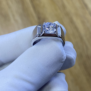 新款培育钻石戒指四爪男戒18K金钻戒简约经典男款时尚结婚婚戒