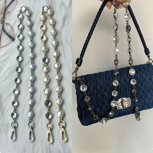 miumi褶皱腋下包替换水晶宝石链