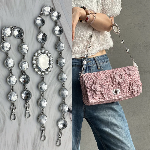 miumi褶皱腋下包水晶镶钻宝石链