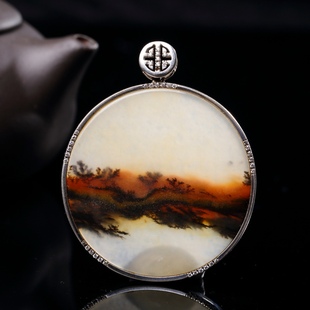 金石缘 天然黄龙玉水草花红胜火精品草花男女款吊牌毛衣链项链