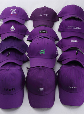 韩版紫色帽子女棒球帽ins休闲百搭鸭舌帽男夏潮逛街韩版街头潮帽
