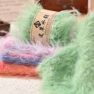 皮草水貂绒长毛线手混线围巾毛线diy材料包宝宝线珊瑚绒凤羽绒线