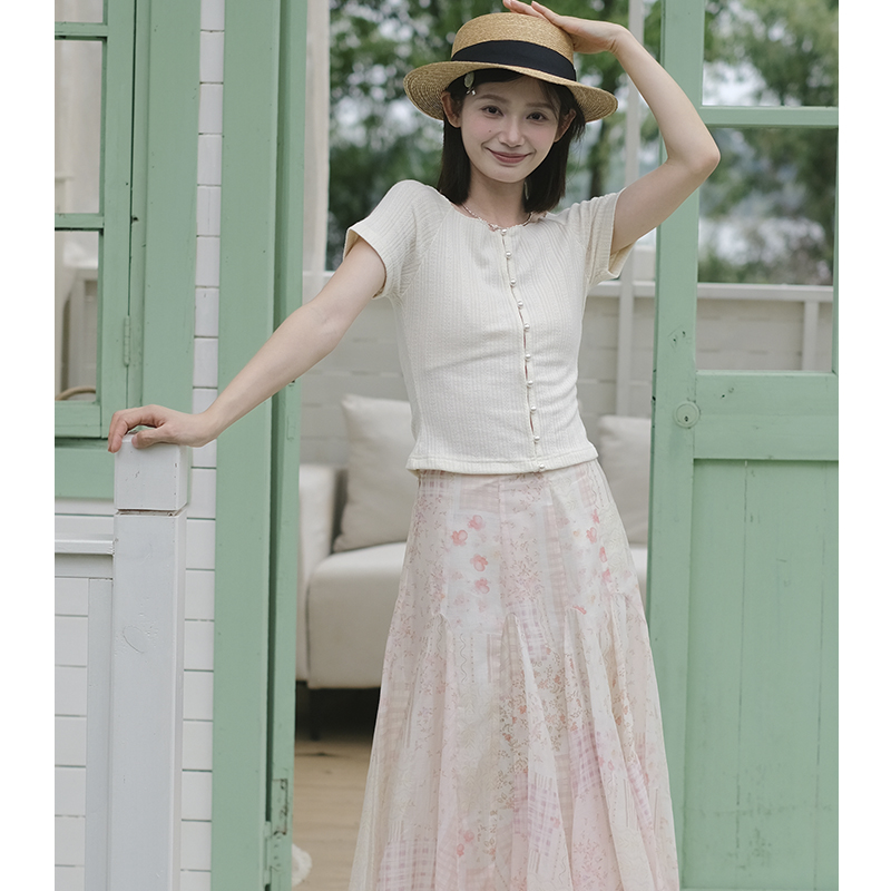 06.09/20点上新简约百搭圆领针织短袖T恤单排扣开衫上衣2025年夏