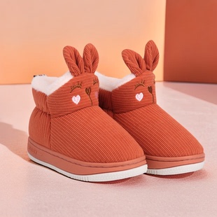 亲子加绒儿童棉拖鞋包跟居家鞋冬季保暖鞋外穿棉鞋男女童棉鞋大码
