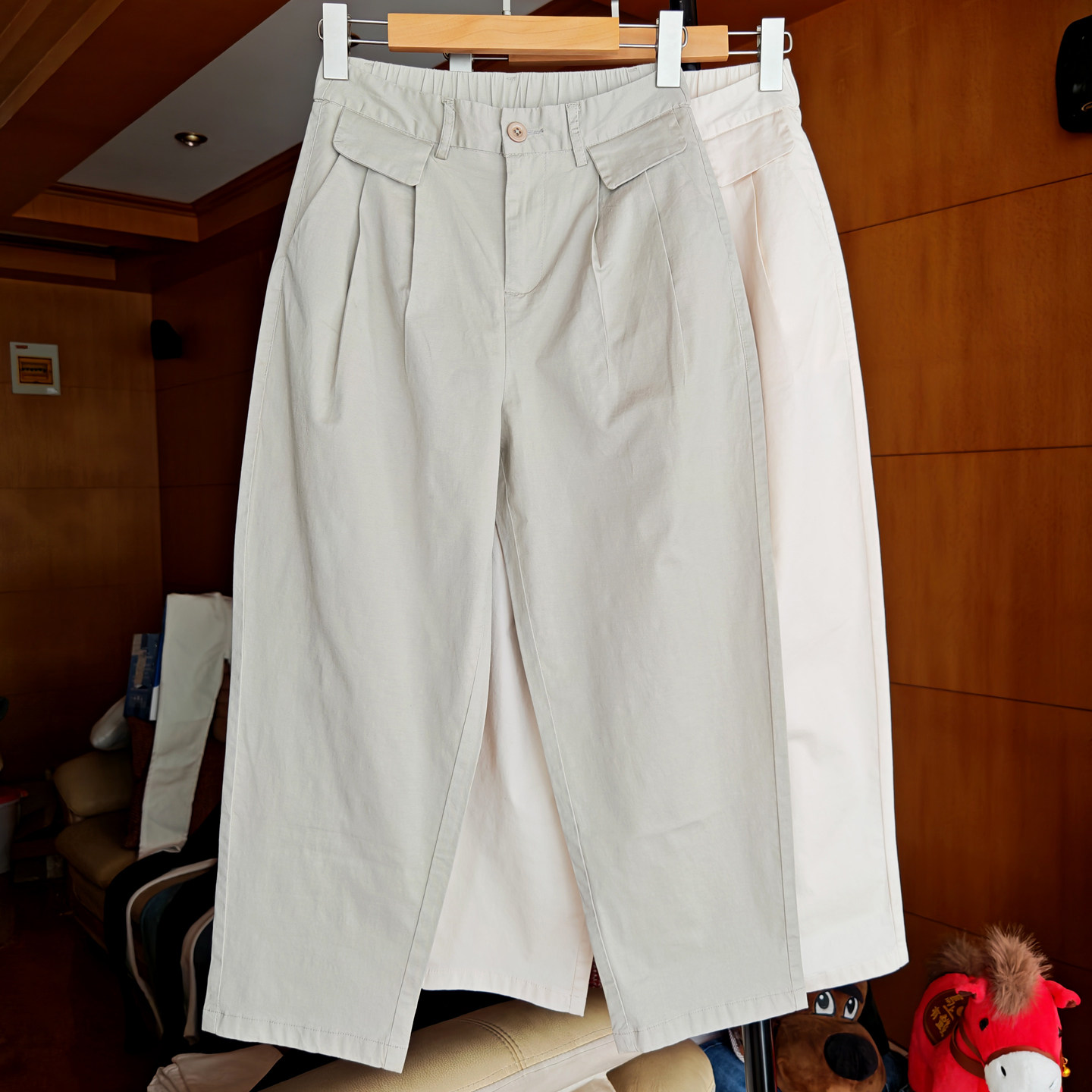 新款米色宽松休闲直筒裤女2026年夏季小个子高腰显瘦透气八分裤子