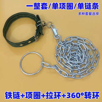 狗狗牵引绳铁链防咬狗链子小中大型犬项圈狗脖套遛狗绳栓狗铁链子