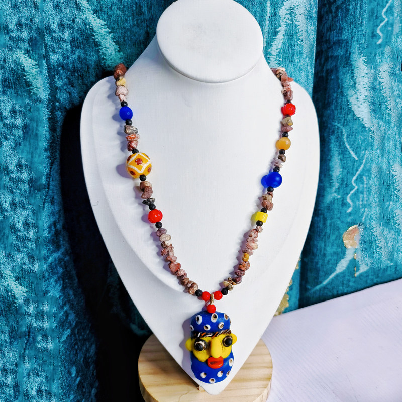 设计服务腓尼基人面琉璃天然红豹纹项链定制直播间看实物选购朋友