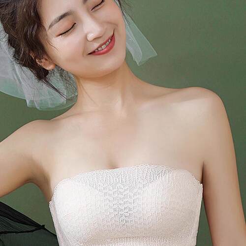 抹胸文胸无钢圈聚拢防走光黑白色小胸加厚胸罩薄款裹胸式女士内衣