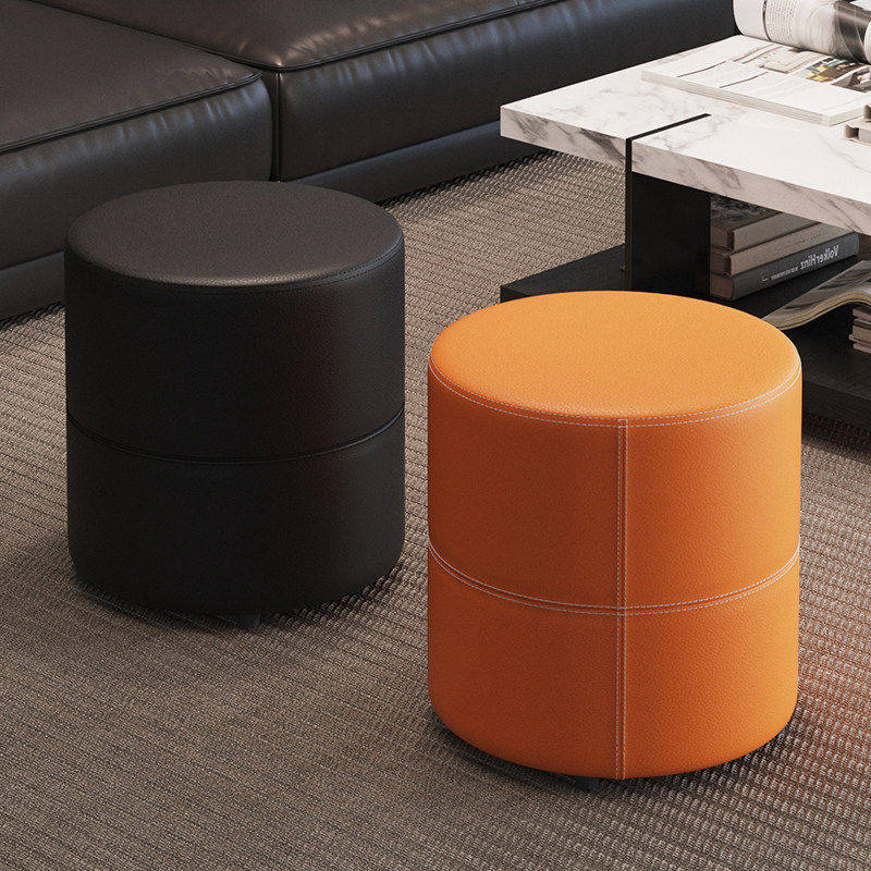 简约入户门口换鞋凳卧室梳妆台书桌凳餐饮商用沙发茶几凳皮圆墩子