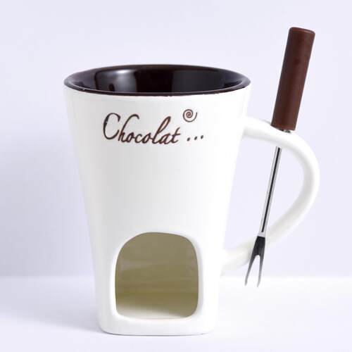 陶瓷巧克力杯火锅炉瑞士冰淇淋火锅杯芝士奶酪火锅杯送叉