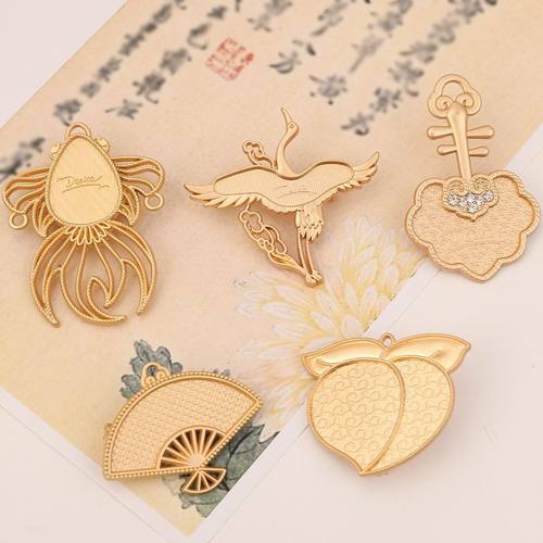 古风汉服胸针底托配件材料包diy手工制作刺绣新中式底托包布宋锦