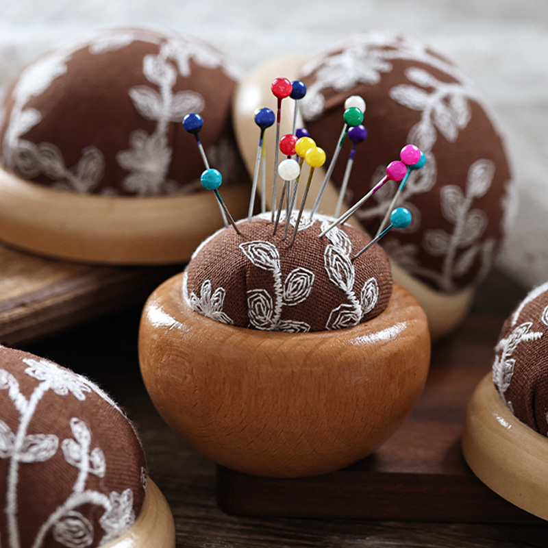 针线针插包绣针珠针十字绣针插针包立裁针实木底座布艺针插包扎针