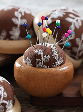 针线针插包绣针珠针十字绣针插针包立裁针实木底座布艺针插包扎针